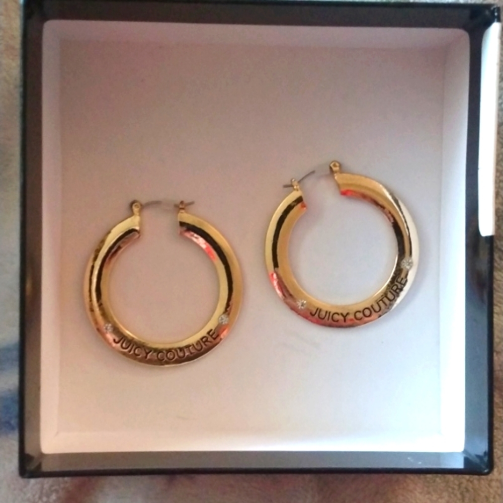 Juicy couture hoop earrings (gold plated)In original box(lightly used wore once)